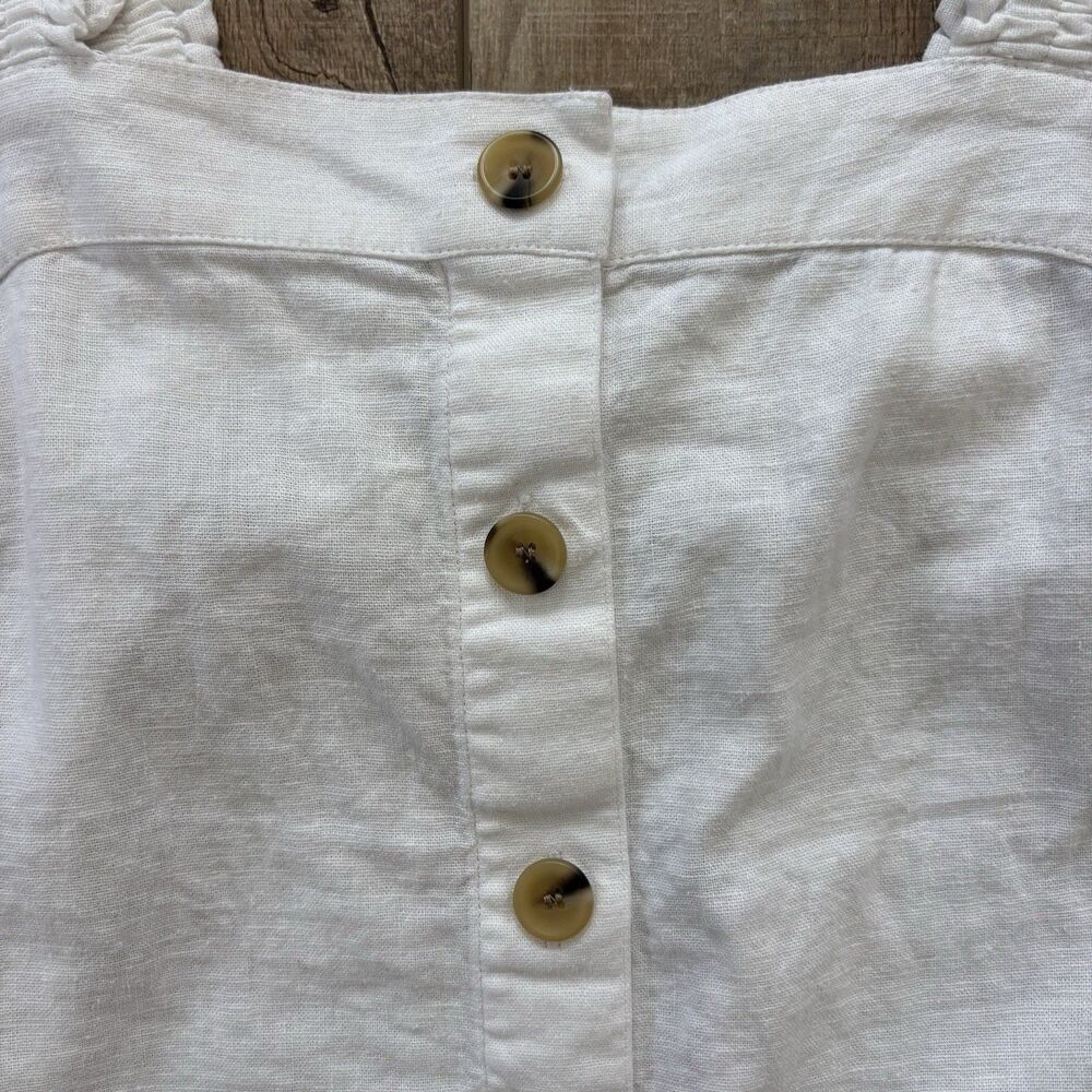 J Crew Womens Ruffle Sleeve Linen Blend Tank Top Size SP White Neutral Capsule - Picture 2 of 11